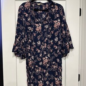 Lucky Brand Navy and Pink Floral Dress